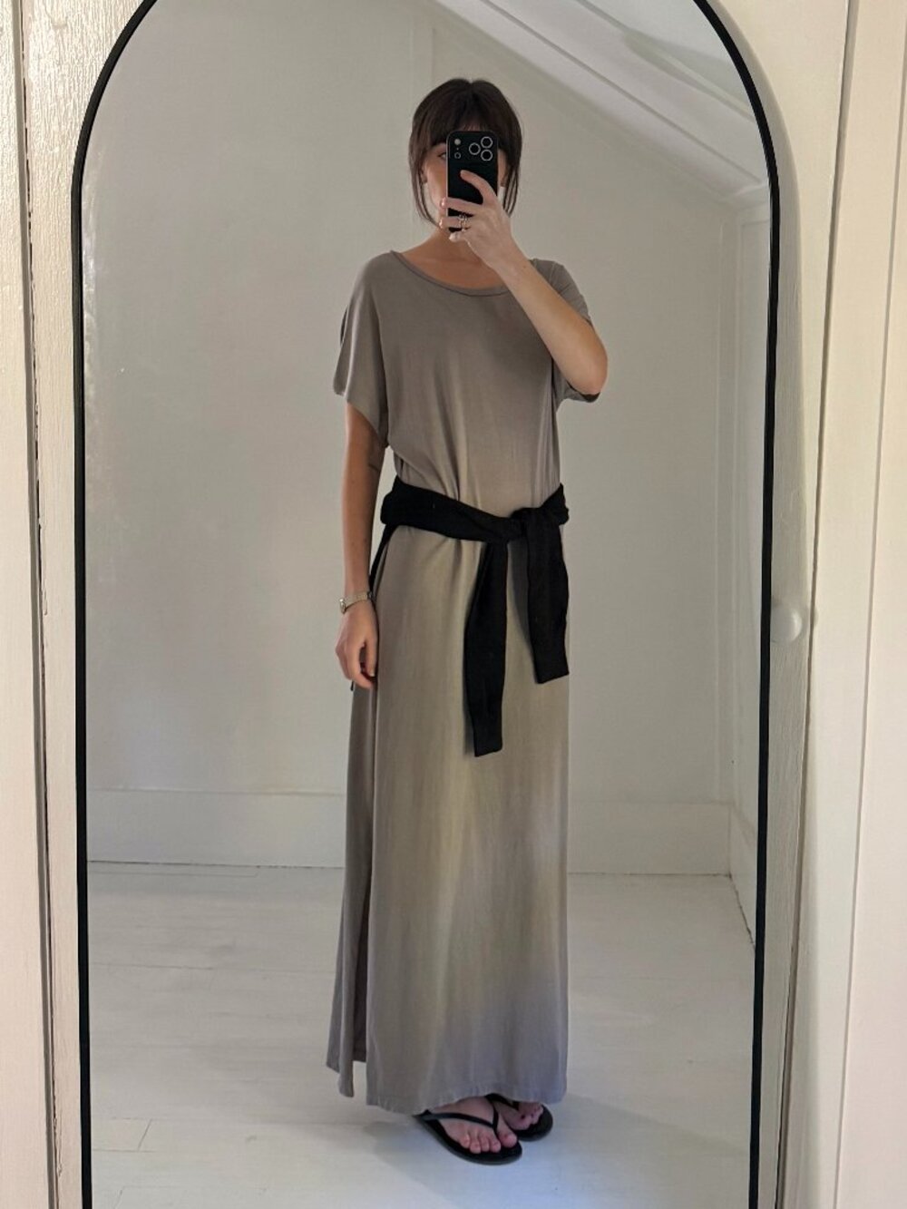 Calder Blake Suria Supima Midi T-Shirt Dress in Anthracite Size M Retail $188